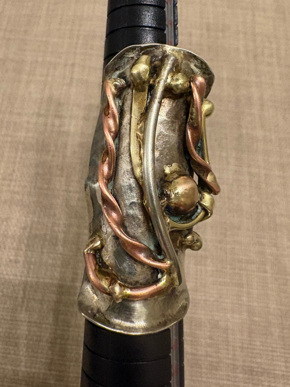 Large Sterling Copper Brass Ring Sz 7.5